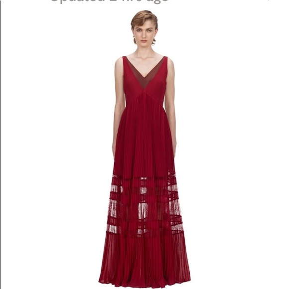 Self Portrait Burgundy Chiffon Maxi Dress Sz. 6 NWT